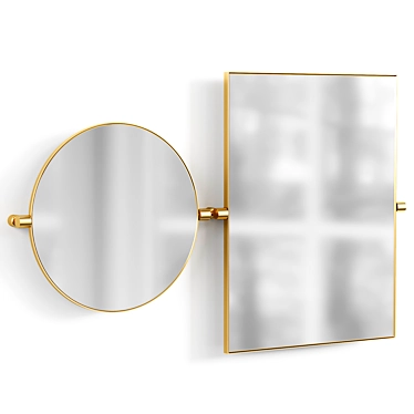 Elegant Polished Brass Pivot Mirrors 3D model image 1 