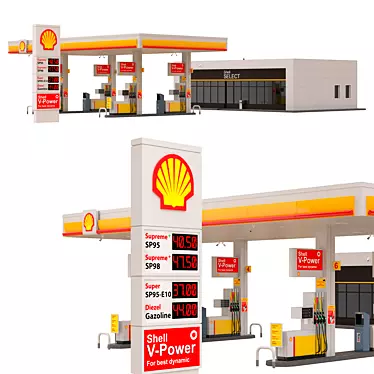 Shell Gas Station Model 8-Line 3D model image 1 