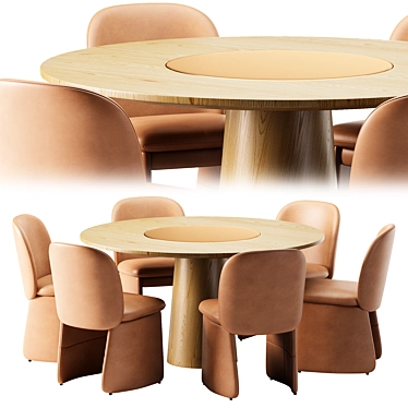 Modern Leather Dining Chair Set 3D model image 1 