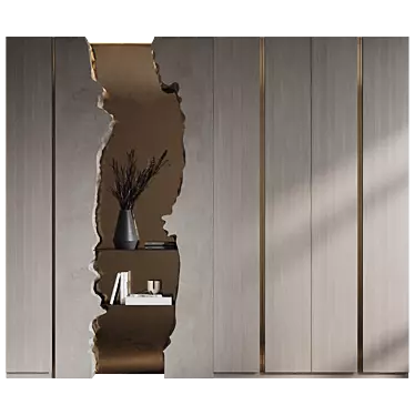 River Wardrobe with Metal Shelves 3D model image 1 