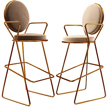 Modern Double Zero Bar Stool 3D model image 1 