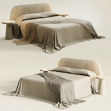 Neutral Linen Bedding Set 3D model image 1 