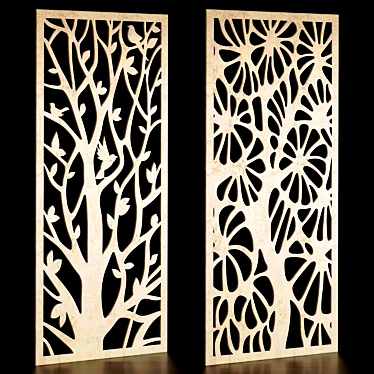 Ornate Carved Wood Panels 3D model image 1 