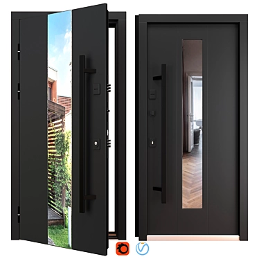 Ufo Black Metal Entry Door 3D model image 1 