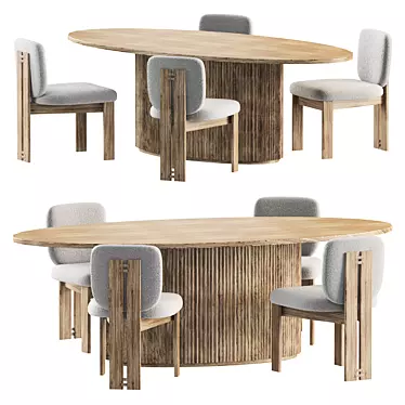 Modern Dining Set with Sydney Chair and Timo Range Table 3D model image 1 