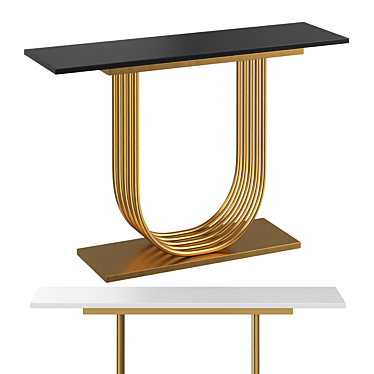 Black Wood Gold Metal Console 3D model image 1 