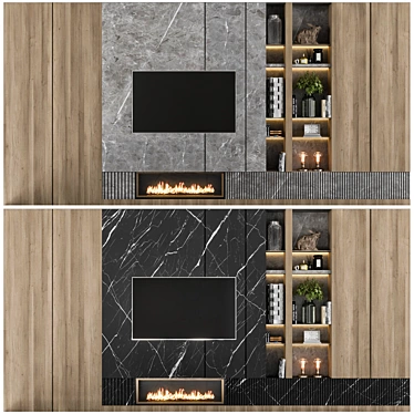  Modern TV Wall Unit Design 3D model image 1 
