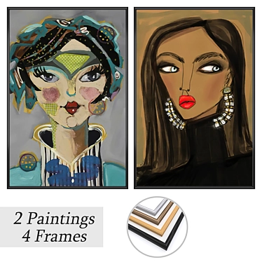 Abstract Art Set with Varied Frames 3D model image 1 