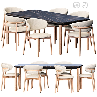 Modern Dining Set with Spiga Table 3D model image 1 