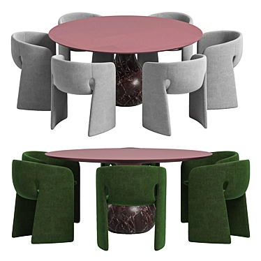 Celeste Aqua Armchair and Table 3D model image 1 