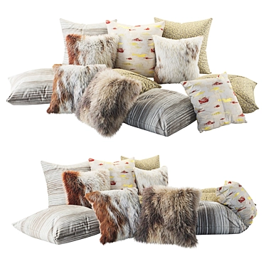 Fur Decorative Cushion Set 2 3D model image 1 