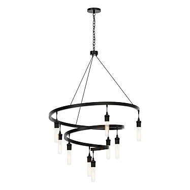 Tranquil 10-Light Flat Black Chandelier 3D model image 1 