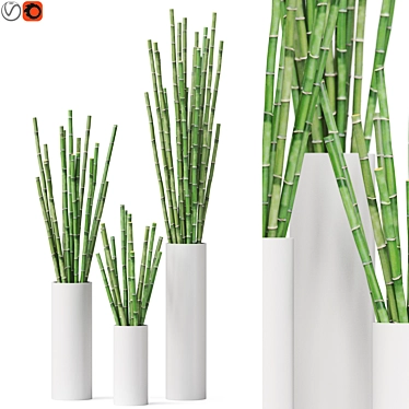 Artistic Bamboo Sculpture Display Piece 3D model image 1 