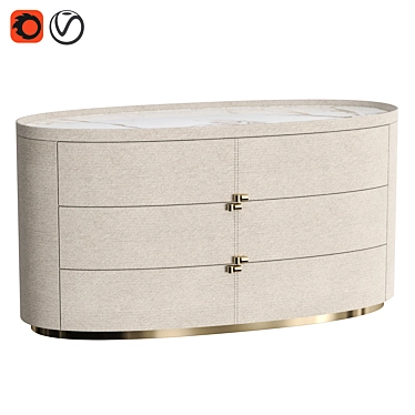 MIRA Collection Fabric-Metal Marble Dresser 3D model image 1 