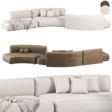 Sleek Curve 3D Sofa 3D model image 1 