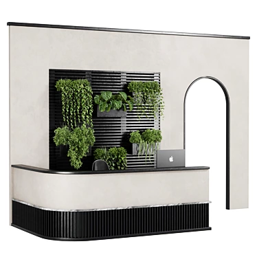 Office Reception Desk with Plant 3D model image 1 