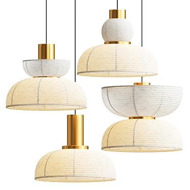 Japanese Bamboo Pendant Lamp 3D model image 1 