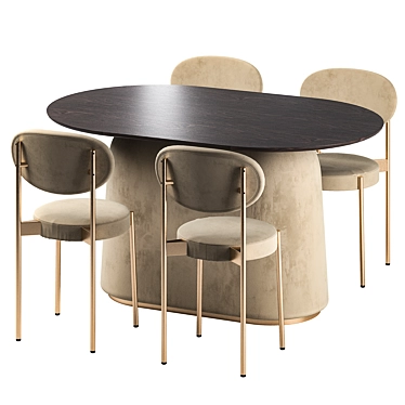 Casper table UNIKA / 430 Chair in Beige Verner Panton