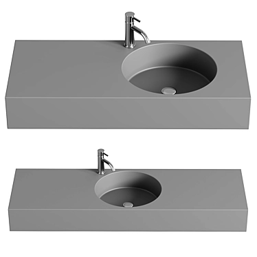 Modern Wall Mounted Sink Set 3D model image 1 