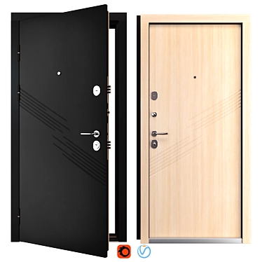 Metal Entry Door Camelia, Dual Locks 3D model image 1 