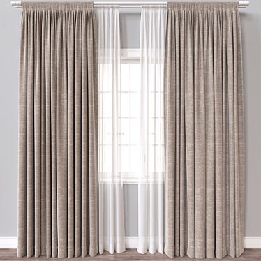 Modern 3D Curtain Model - FBX & OBJ Formats 3D model image 1 