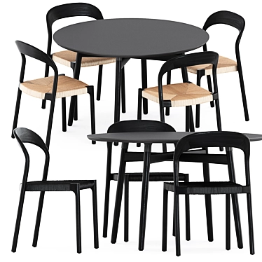 Modern Ticino Chairs & Round Table 3D model image 1 