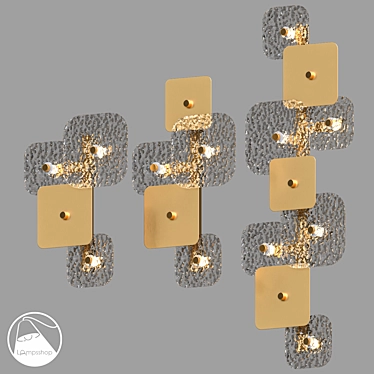 Golden Brick Wall Sconce Trio 3D model image 1 