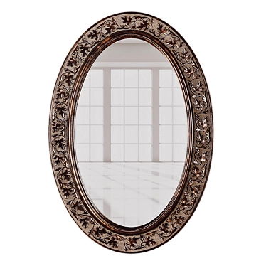 Embossed Leaf Oval Wall Mirror 3D model image 1 