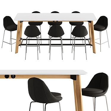 Modern Height Table & Stool 3D model image 1 