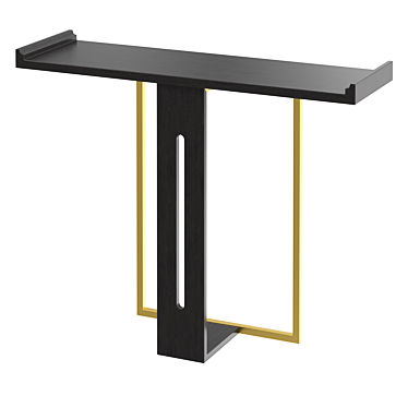 Elegant Black & Gold Console 3D model image 1 