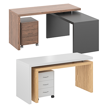 Modern L-Shaped Swivel Desk 3D model image 1 