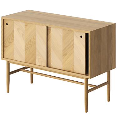 Modern Wooden Herringbone Chest Drawers 3D model image 1 