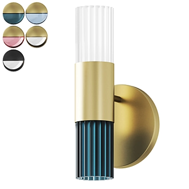 Elegant Brass Glass Wall Sconce 3D model image 1 