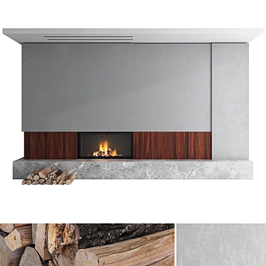 Luxury Fireplace Wall Set 3D 3D model image 1 