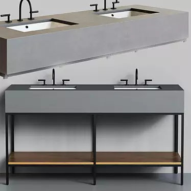 West Elm Streamline Concrete Double Bathroom Vanity