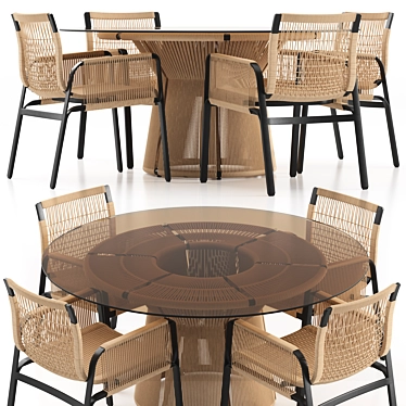 Luxury Caracal & Acacia Dining Set 3D model image 1 