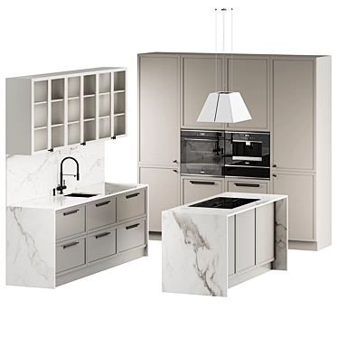 Modern Uptown Kitchen with Franke, Elica 3D model image 1 