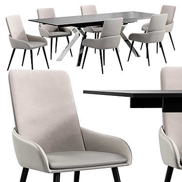 Modern Dining Chair and Table 3D model image 1 