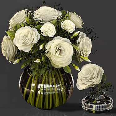 Crystal Vase Rose Bouquet 3D model image 1 