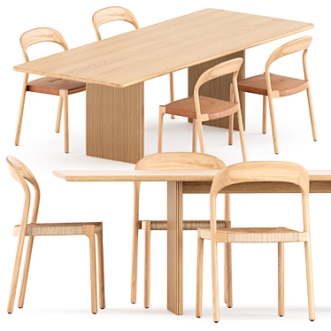 Modern Scandinavian Dining Set 3D model image 1 