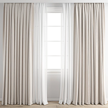 Detailed Curtain 3D Model Kit 3D model image 1 