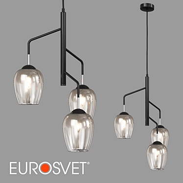 Eurosvet 3-Light Glass Pendant 3D model image 1 