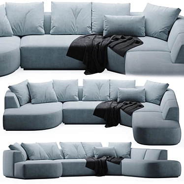 Nathan Anthony Blue Contemporary Sectional 3D model image 1 