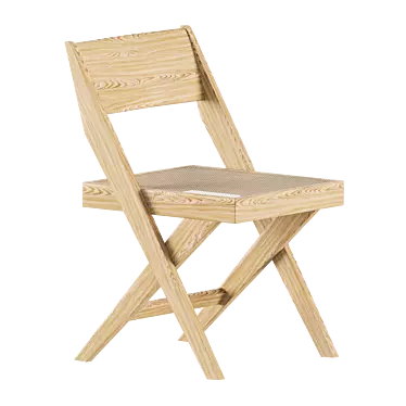 Handcrafted Wooden Library Chair 3D model image 1 