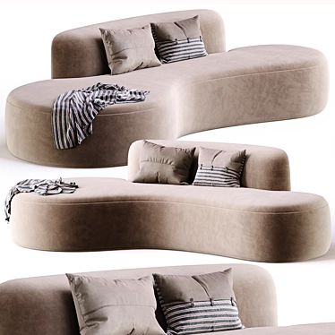 Elegant Serpentine Sofa by Vladimir Kagan 3D model image 1 