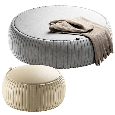 Plisse Eco-Leather Italian Pouf Set 3D model image 1 