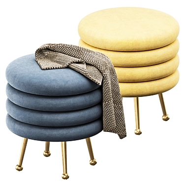 Stacked Pancake Pouf: Unique Design 3D model image 1 