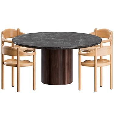 Gubi Moon Dining Set - Marble Top 3D model image 1 