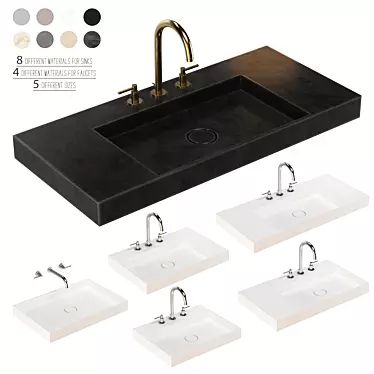 REXA CORIAN Washbasin Set 01, 3ds Max 2018/2015 3D model image 1 