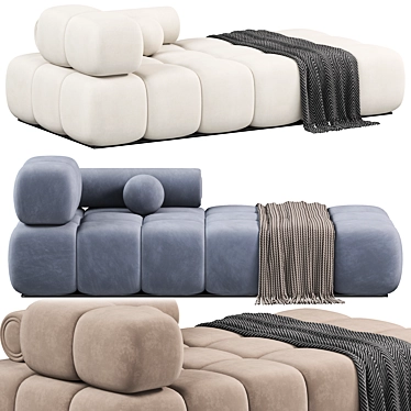 Blue Velvet Modular Sofa Settee 3D model image 1 